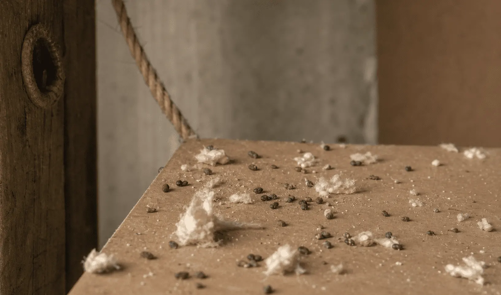 Mice droppings found during rodent inspection