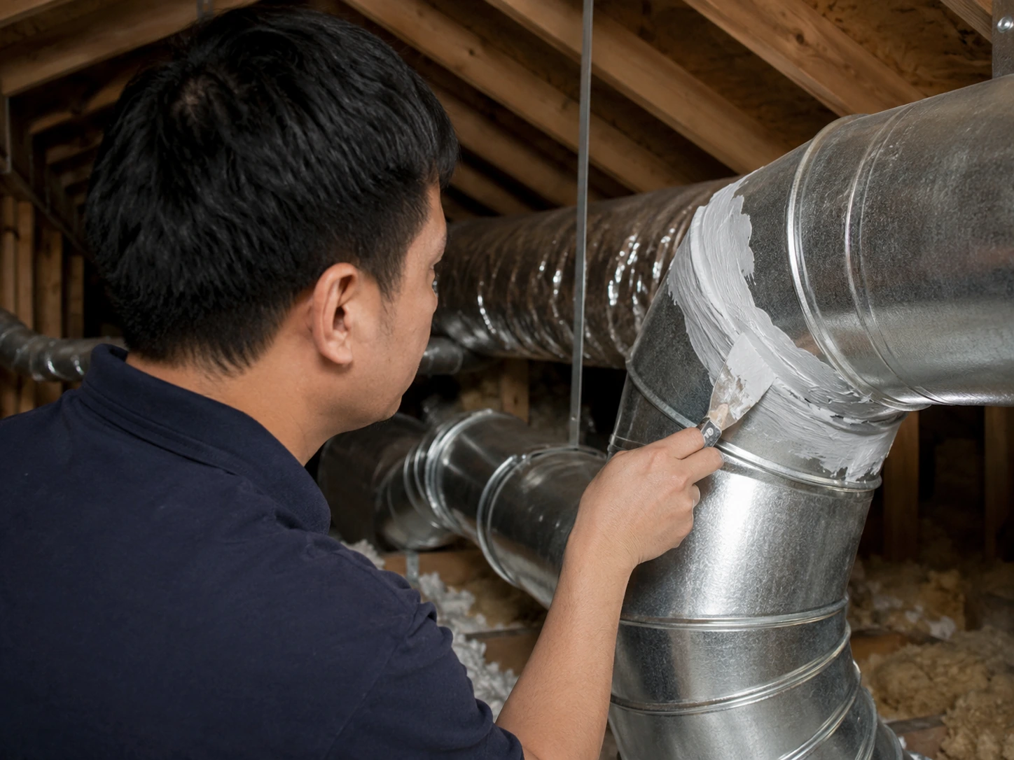 Reconnect Flexible Duct to Attic Air Handler