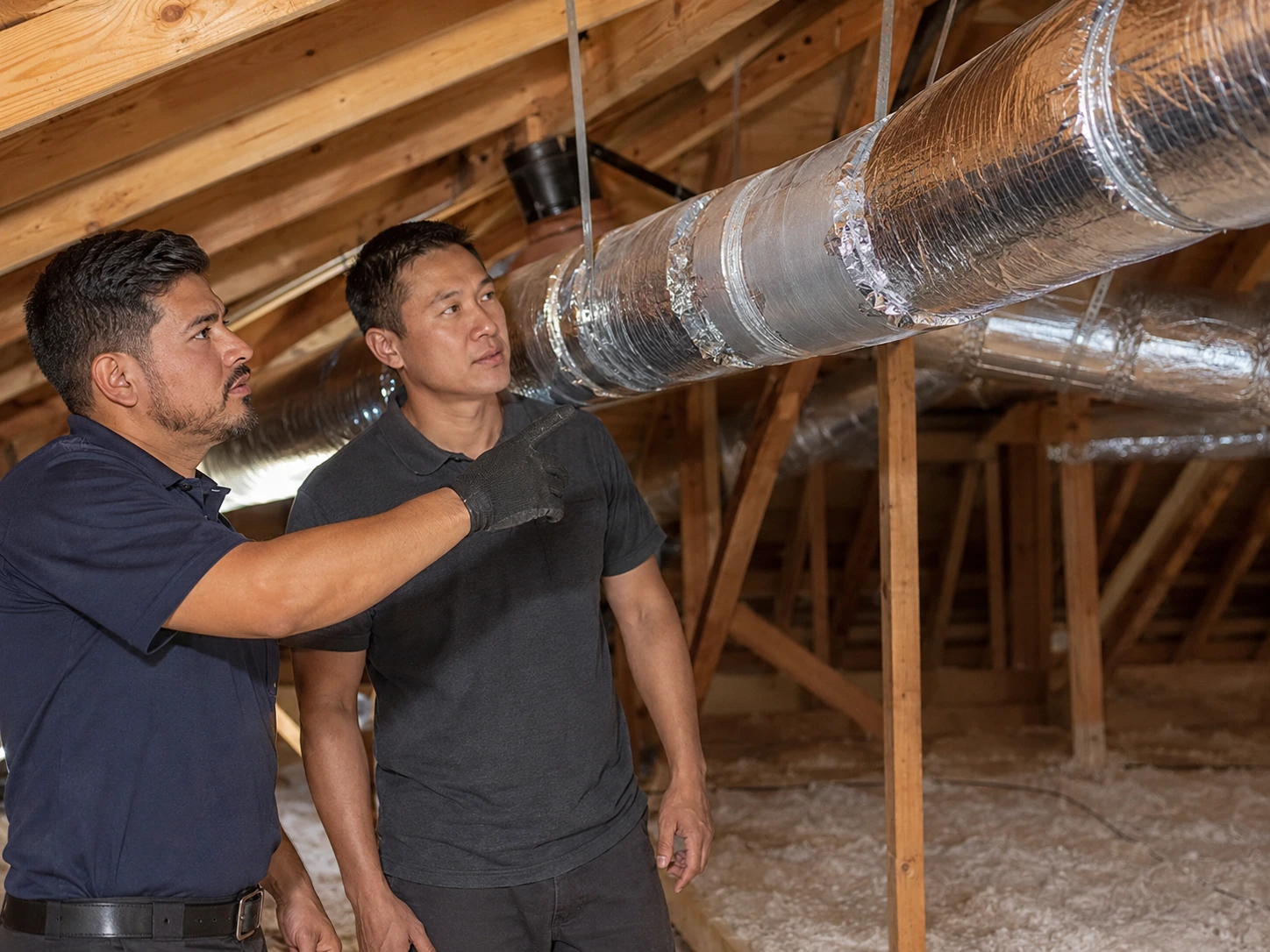 Inspect Replaced Duct Runs in Attic