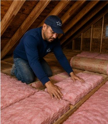 Fit Fiberglass Batts Between Attic Floor Joists