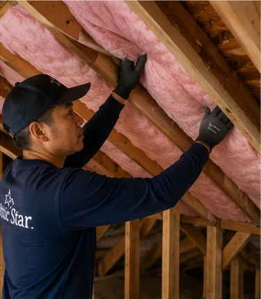 Install Fiberglass Batts Between Sloped Attic Rafters