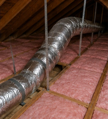 Install Batt Insulation Around Existing Attic Ductwork