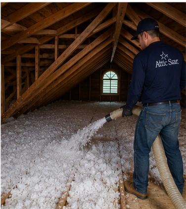 Install Blown-In Insulation Along Open Attic Joist Bays