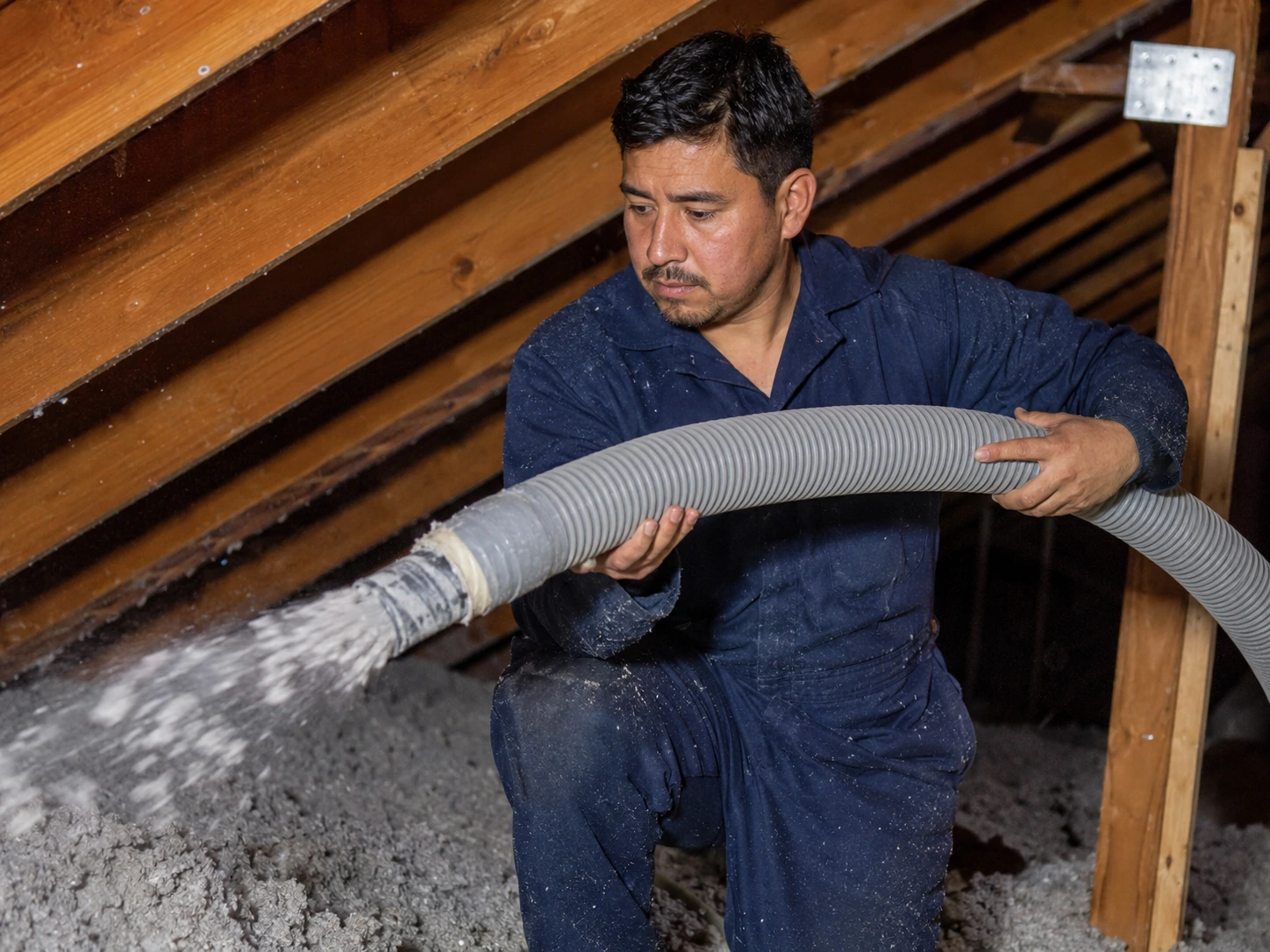 Blow Cellulose Insulation Through Attic Access Opening