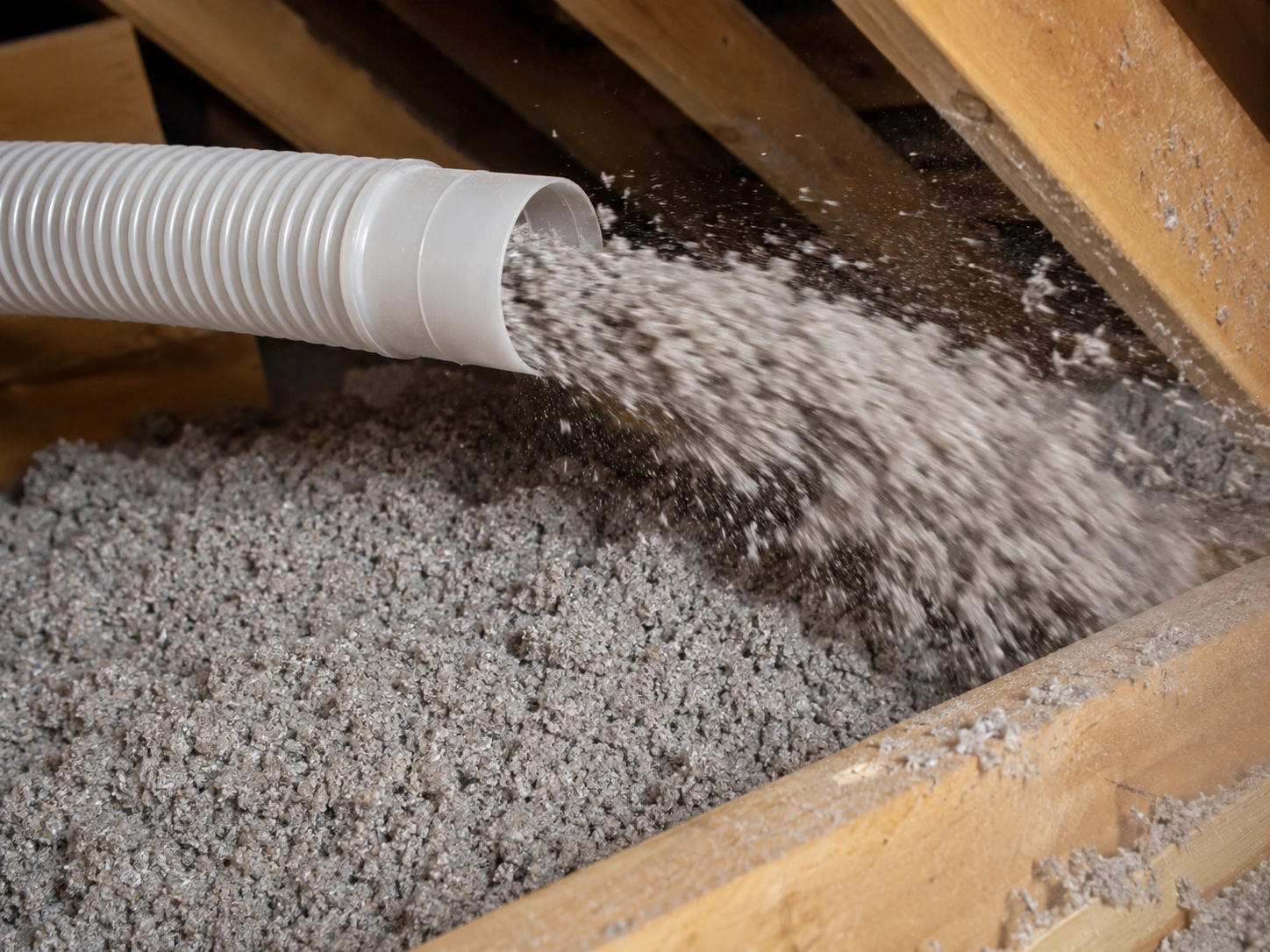 Close Detail of Cellulose Insulation Blowing Hose