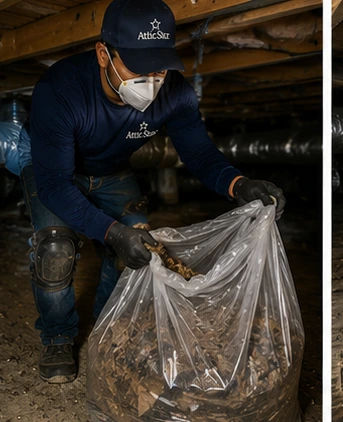 Bag Crawl Space Debris for Safe Disposal