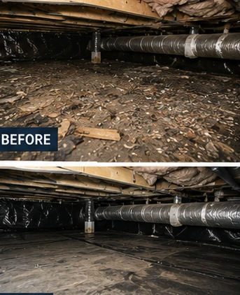 Document Crawl Space Before and After Cleaning