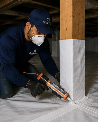 Seal Crawl Space Support Pier During Encapsulation