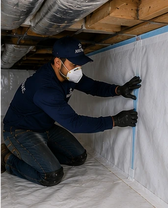 Install Wall Liner for Crawl Space Encapsulation