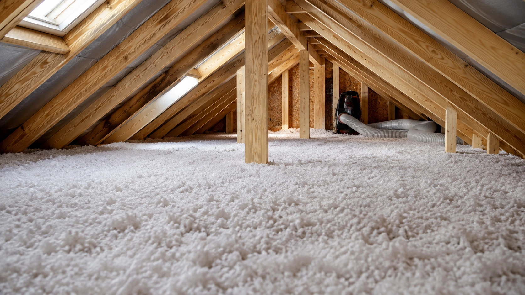 Show Finished Blown-In Attic Insulation After Replacement Service