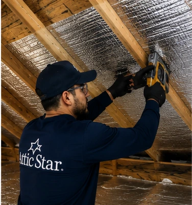 Secure Rockwool Insulation Along Attic Rafters