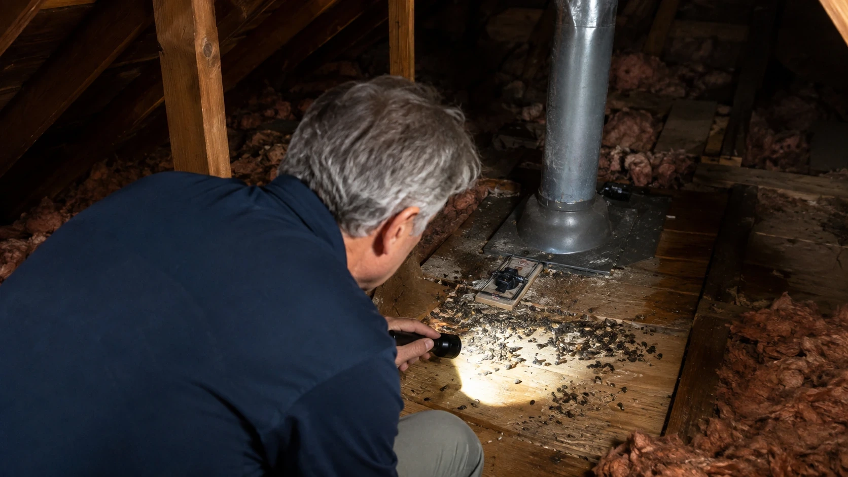 Remove Rodent Debris from Exterior Utility Area