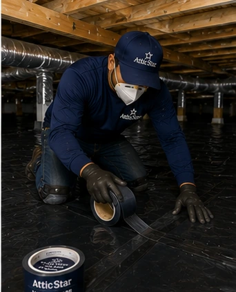 Seal Vapor Barrier Seams with Moisture Tape