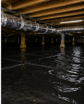 Show Completed Crawl Space Moisture Barrier