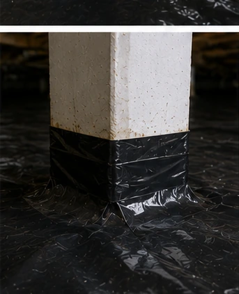 Seal Vapor Barrier Around Support Pier